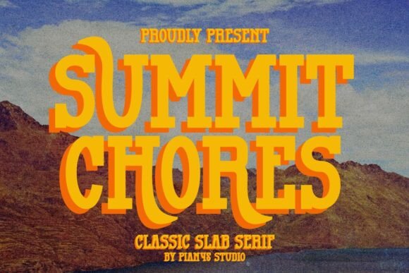 Summit Chores Font: A Rugged Vintage Typeface for Bold Designs